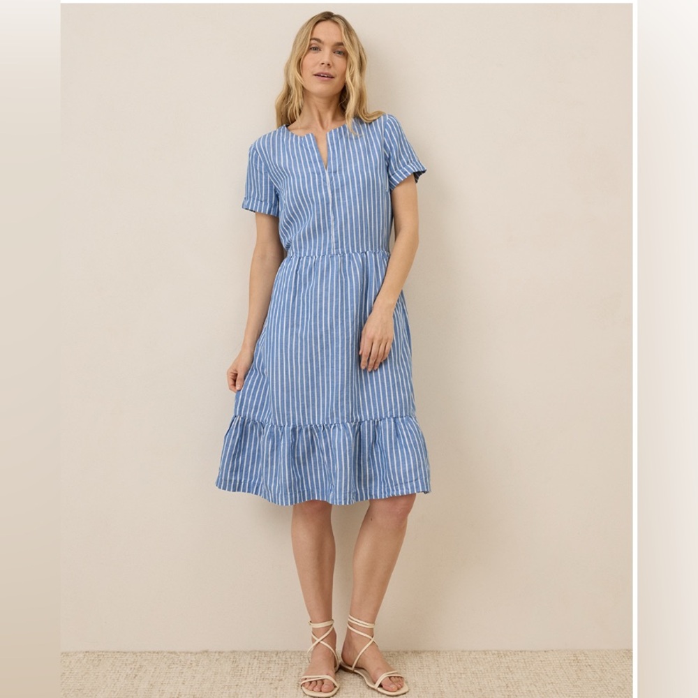 NWOT Pact Canopy Linen Blend Notch Neck Dress